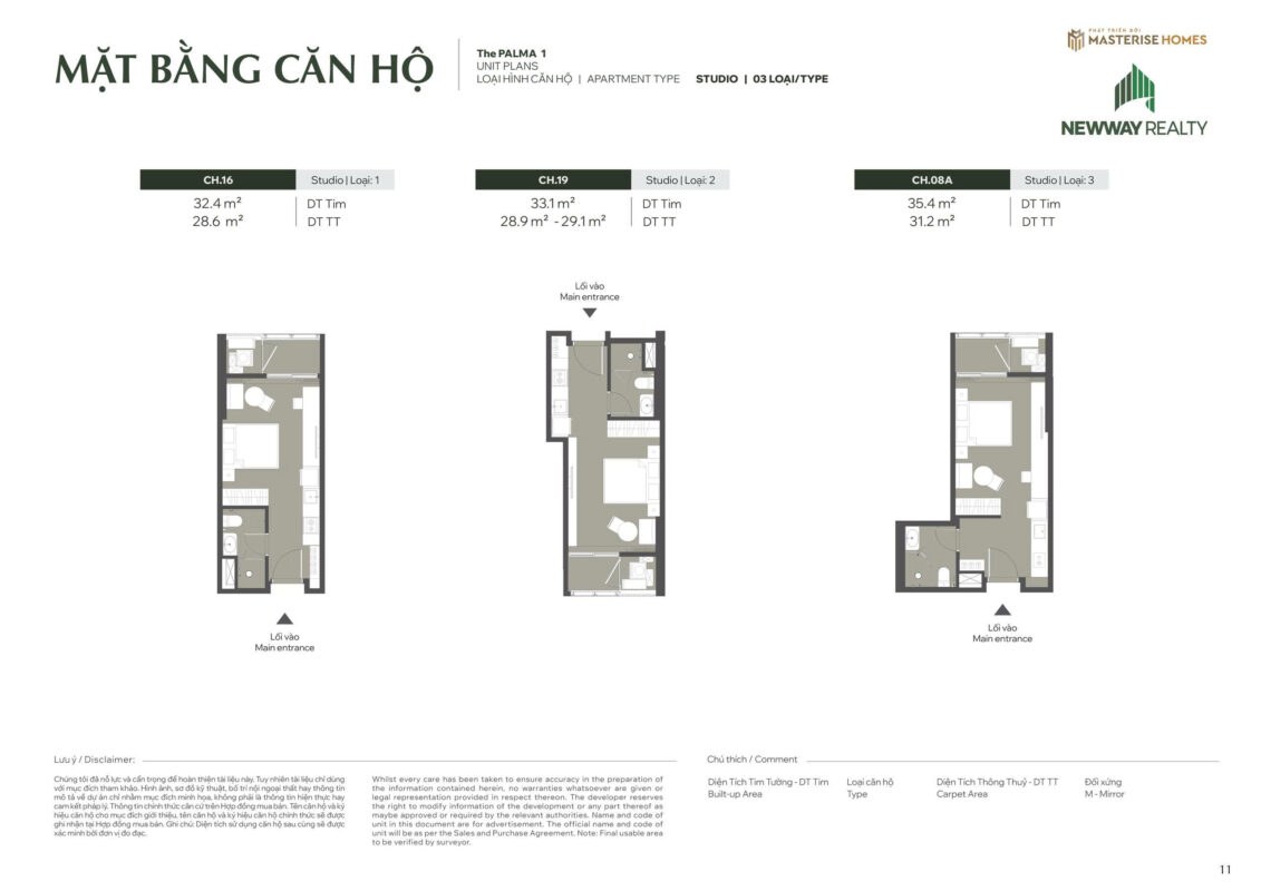 Mặt bằng căn Studio LUMIÈRE Hanoi Seasons Garden