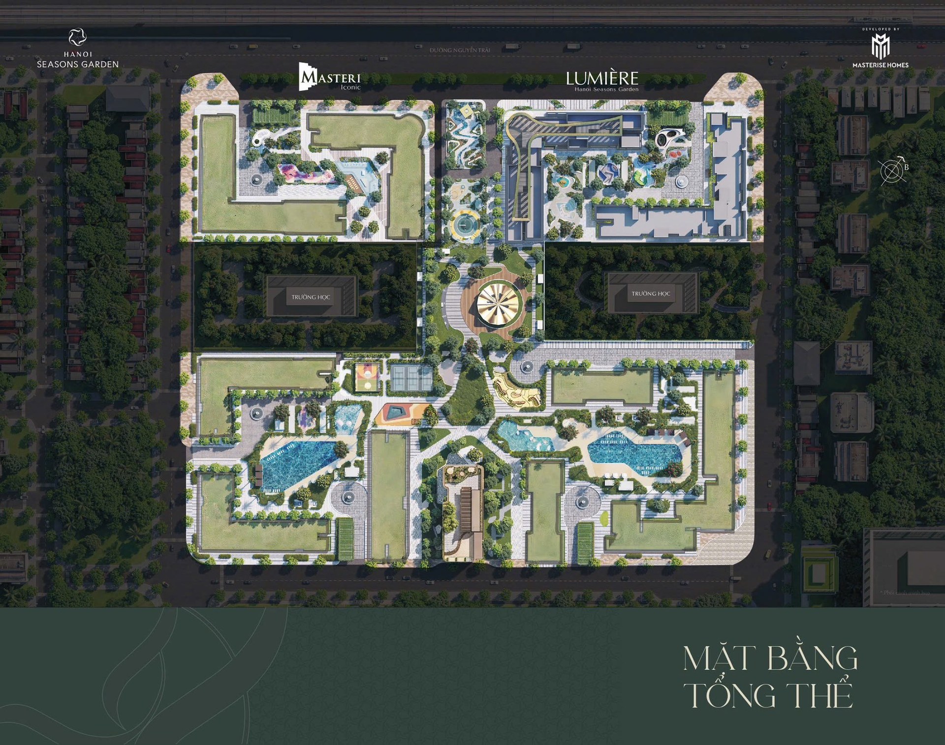 Mặt bằng tổng thể 10 tòa LUMIÈRE Hanoi Seasons Garden và Masteri Iconic
