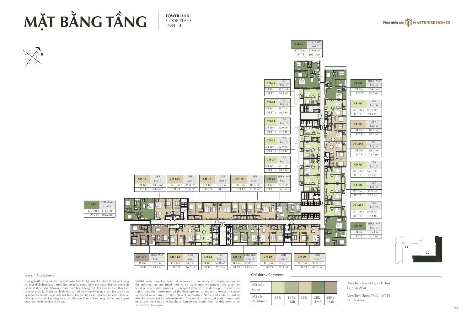 Mặt bằng tầng 4 Tòa L2