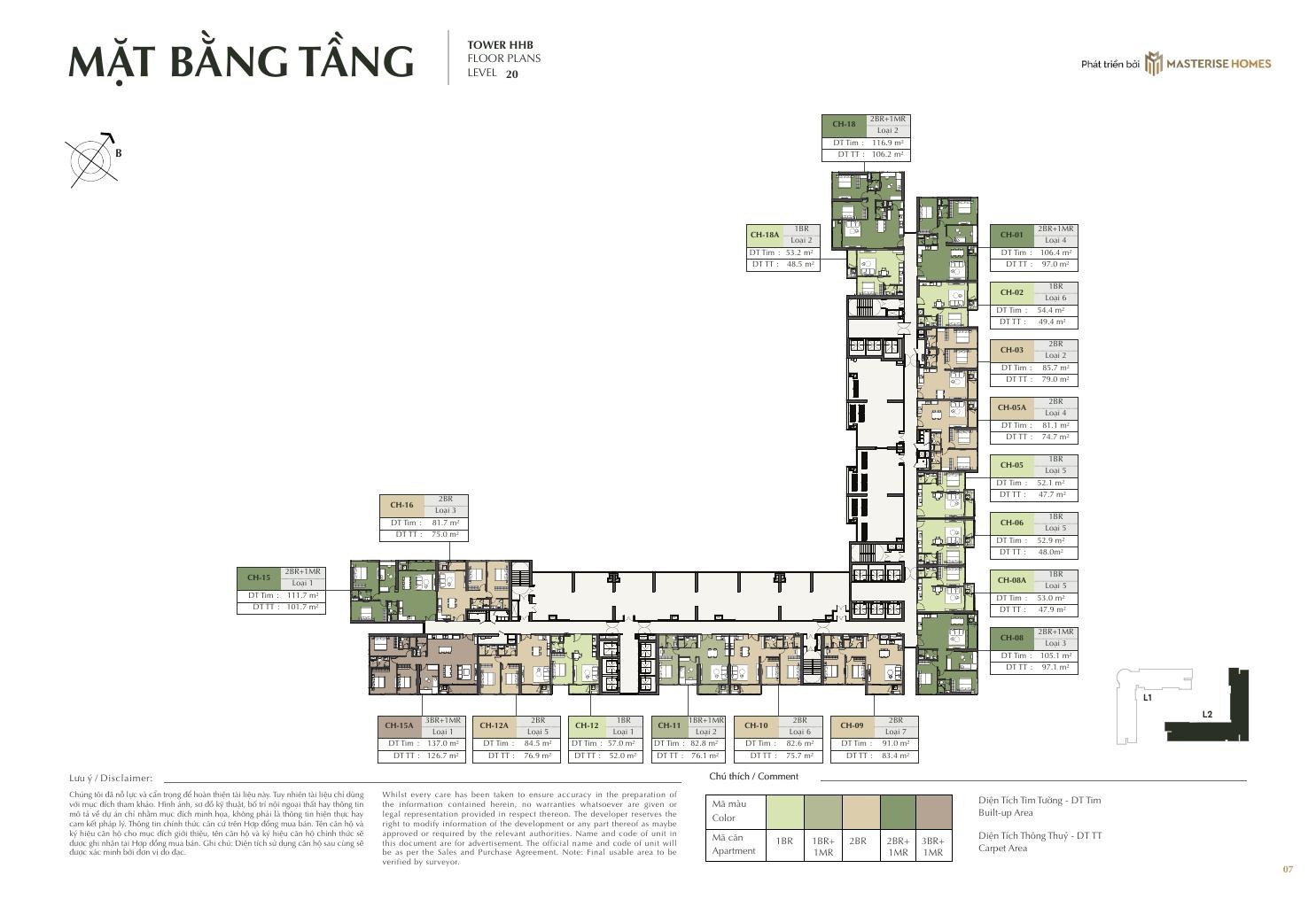 Mặt bằng tầng 20 Tòa L2